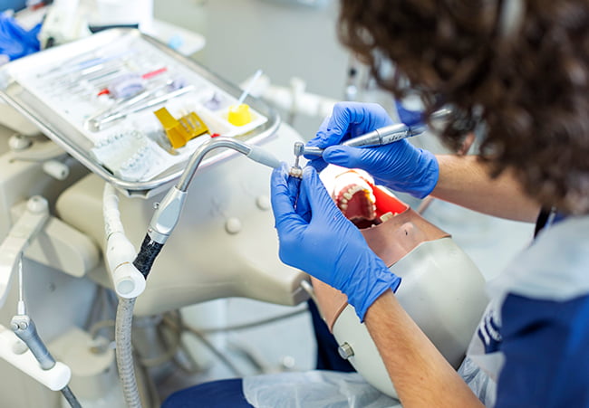 Public Health And Academia Support Ad A dentist working on a training manikin